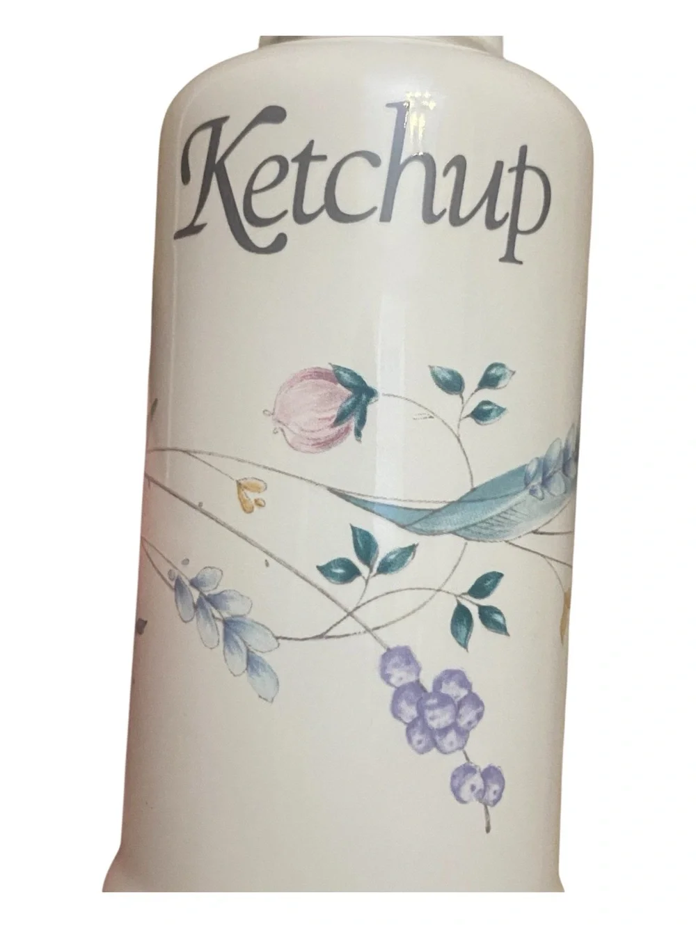 Pfaltzgraff Vintage Ceramic Ketchup Pump Dispenser Condiment Country Style